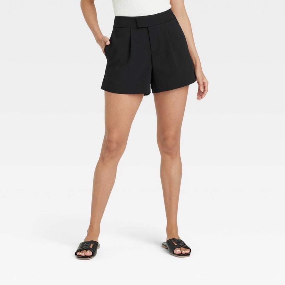 a new day Black High Waist Pleated Women's Shorts